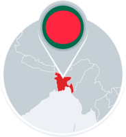 Bangladesh map and flag, map icon with highlighted Bangladesh png