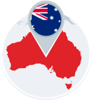 Australia map and flag, map icon with highlighted Australia png