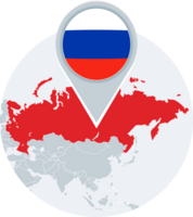 Russia map and flag, map icon with highlighted Russia png