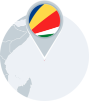 Seychelles map and flag, map icon with highlighted Seychelles png