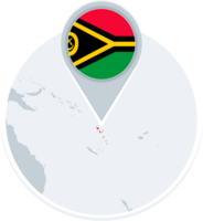 Vanuatu map and flag, map icon with highlighted Vanuatu png
