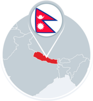 Nepal map and flag, map icon with highlighted Nepal png