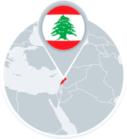 Lebanon map and flag, map icon with highlighted Lebanon png