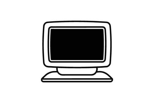 Vintage Computer Monitor Displayed in a Clean Minimalist Style with a Bold Black and White Silhouette retro computer monitor vector