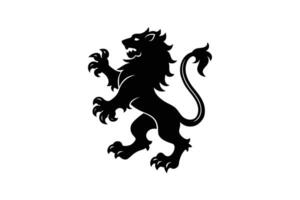 Heraldic Lion Rampant Black Silhouette on White Background A Symbol of Courage and Nobility silhouette vector