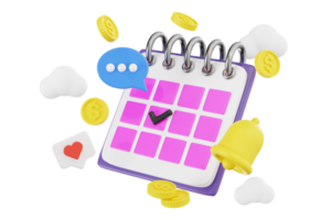 3d calendar with payment reminder notification png