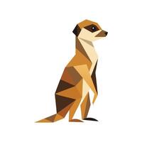 Geometric meerkat illustration in warm earthy tones on white background animal wildlife vector