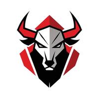 Fierce Red Black and White Bull Head Graphic Logo Symbol vector