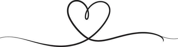 Black abstract heart shape with flowing curves on white background love symbol vector