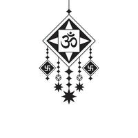 Black Om Swastika Symbols Geometric Pattern Hanging Decoration om symbol hinduism vector