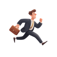 Businessman running with briefcase png