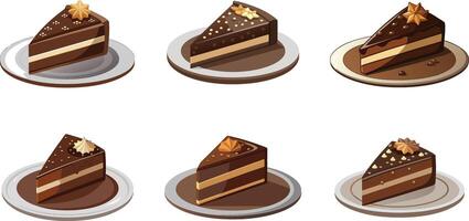 illustration of chocolate cake on plates vector