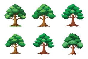 Cartoon trees set of different trees vector