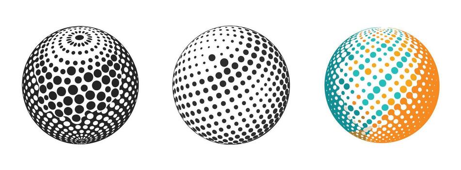 Three different colored circles with different shapes vector