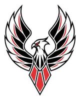 Stylized eagle with black red and white wings bird vector