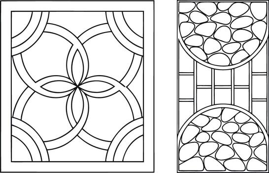 Black and white geometric patterns interlocking circles and pebbles vector