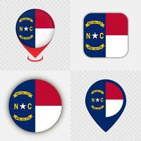 North Carolina flag icons in different styles vector