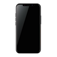 Black smartphone with sleek modern design and dark reflective screen png