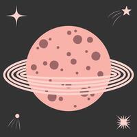 Abstract Cosmic Saturn-like Planet with Ring System for Astronomy and Space Design vector