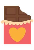 Chocolate with Love Heart Packaging. Chocolate Bar with Heart Wrapper for Valentine's Day Treat vector