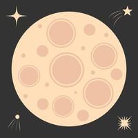 Full Moon or Planet Surface with Craters and Stars in Outer Space vector