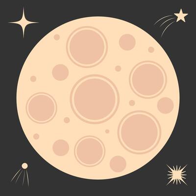 Full Moon or Planet Surface with Craters and Stars in Outer Space