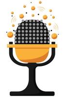 Retro Style Microphone for Broadcasting and Recording. Mic for Voice and Music vector