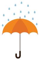 Orange Umbrella with Falling Raindrops. Weather Protection Graphic for Rainy Days vector