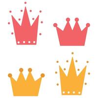 Cute Cartoon Crowns Set for Royalty, King, and Queen Themes for Celebrations and Success vector