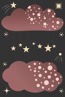 Dreamy Clouds and Stars Night Sky Illustration for Baby Nursery Decor vector
