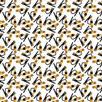 Seamless pattern with science microscope. Repeating background of laboratory tool research. vector