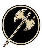 Golden Double Axe Symbol on Black Circle battle axe vector