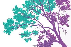 Teal and purple stylized tree branches with foliage vector