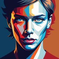 Vibrant Abstract Portrait with Symmetric Use of Color and Strong Expression vector