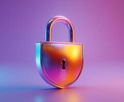 Bright and colorful padlock representing data security and privacy protection in a digital age photo