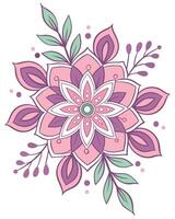 Pink purple and green floral mandala design flower vector
