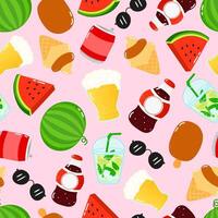 Summer food and drink pattern vector