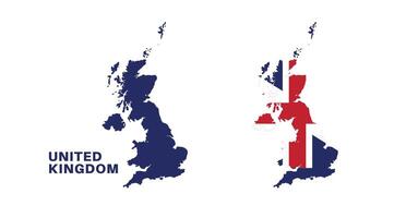 united kingdom flag and map set. united kingdom flag in official colors and proportions., map vector