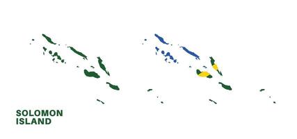 solomon island flag and map set. solomon island flag in official colors and proportions., map vector