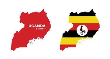 uganda flag and map set. uganda flag in official colors and proportions., map vector