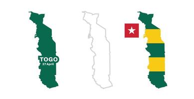 togo flag and map set. qatar flag in official colors and proportions., map vector