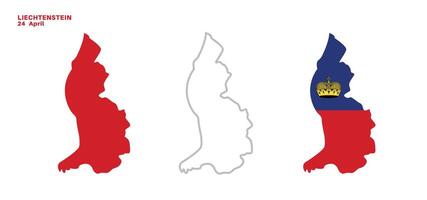 liechtenstein flag and map set. liechtenstein flag in official colors and proportions., map vector