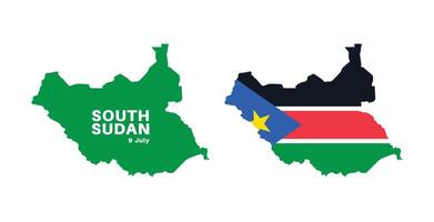 south sudan flag and map set. south sudan flag in official colors and proportions., map vector