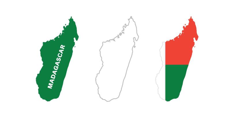 madagascar flag and map set. madagascar flag in official colors and proportions., map