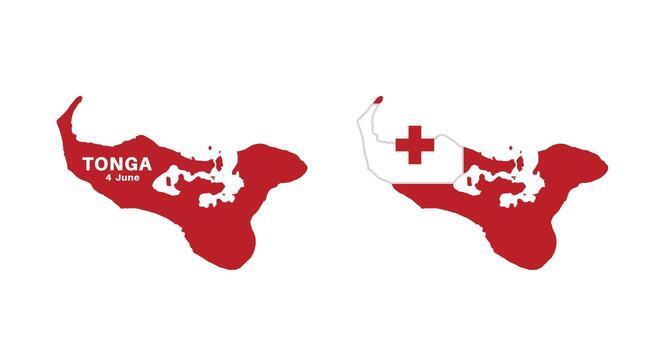 tonga flag and map set. tonga flag in official colors and proportions., map vector