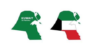kuwait flag and map set. kuwait flag in official colors and proportions., map vector