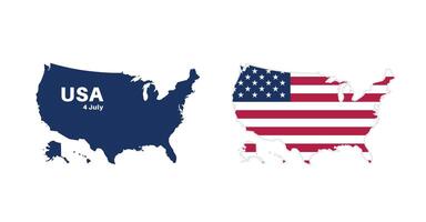 United States of America flag and map set. america flag in official colors and proportions., map vector