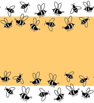 abeja miel horizontal sin costura frontera marco modelo. gráfico línea ilustración. guirnalda marco con miel abeja, trastabillar abeja mar espino cerval. para logo, web, paquete, pegatina. vector