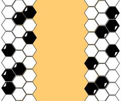 Hexagon, honeycomb vertical seamless border frame template. graphic line illustration. Pattern with no strokes. Asset for photo collage, montage or clipping mask. vector