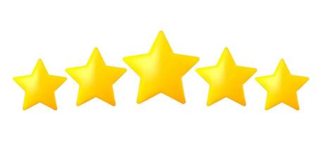 Set icons of yellow stars is on isolated background. Achievements for games or customer rating feedback of website. illustration of star in realistic 3d style. vector